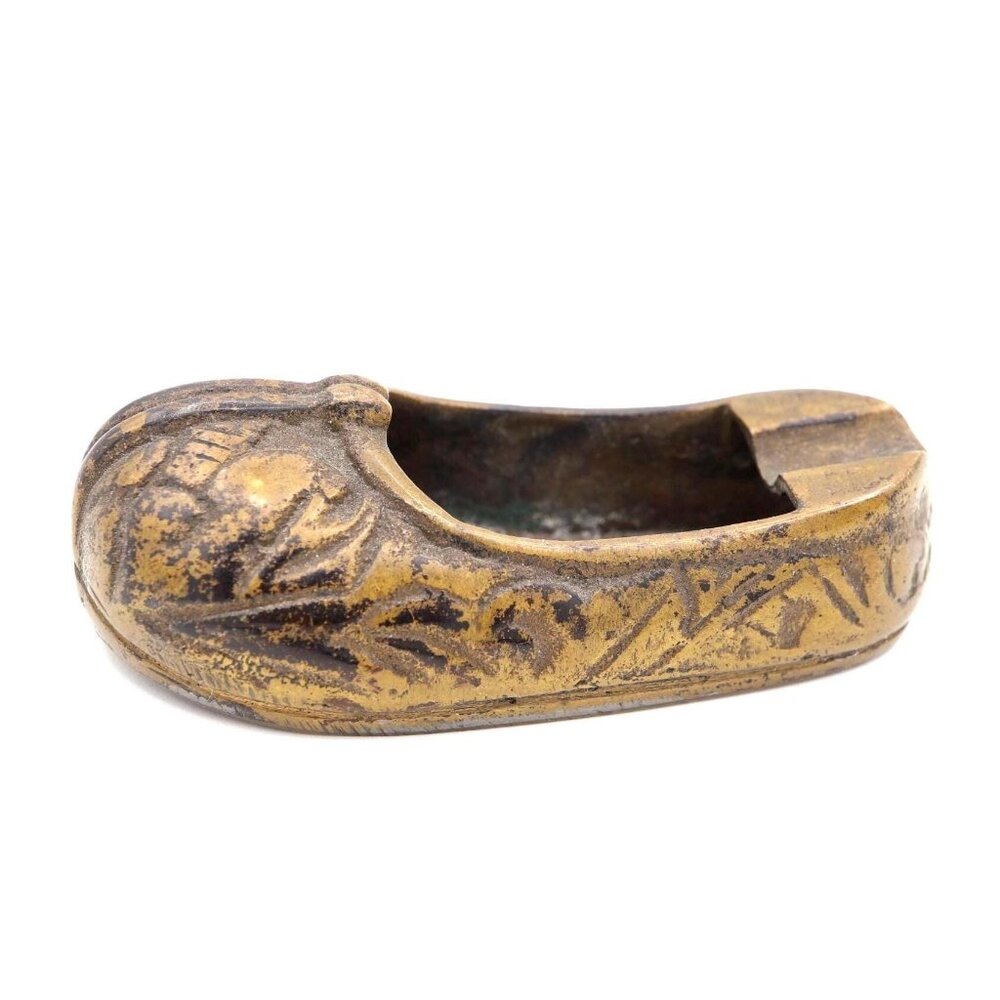 Vintage 1970s Brass Shoe Slipper Ashtray, Made In India